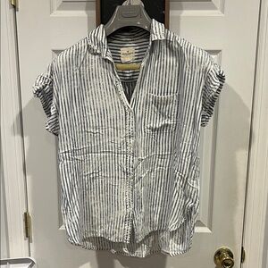 American Eagle Outfitters Blue and White Striped Button Down Shirt